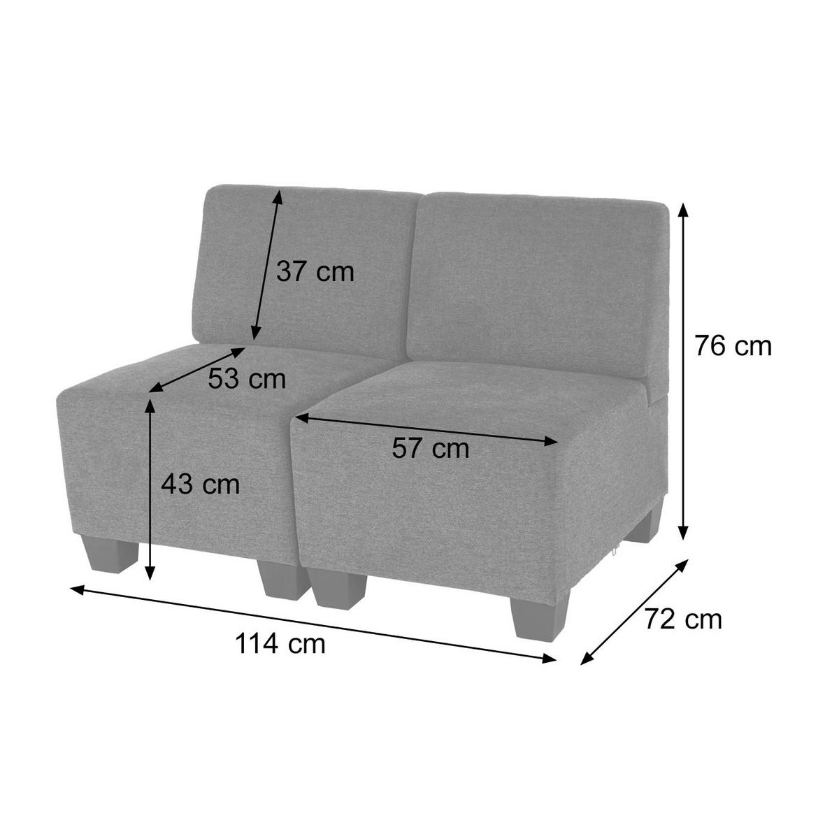 2-SITZER SOFA COUCH MODULAR Anthrazit - Anthrazit, Textil (114/76/72cm) - MCW