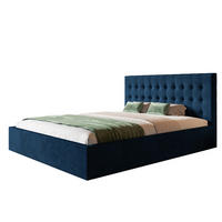 BETT 90x200 - Polsterbett mit Bettkasten und Metallrahmen - Modern Betten - Glatter Kronos-Stoff - Kollektion Rio, Blau - Blau, Holz/Textil (90/200cm) - Alpi-Möbel