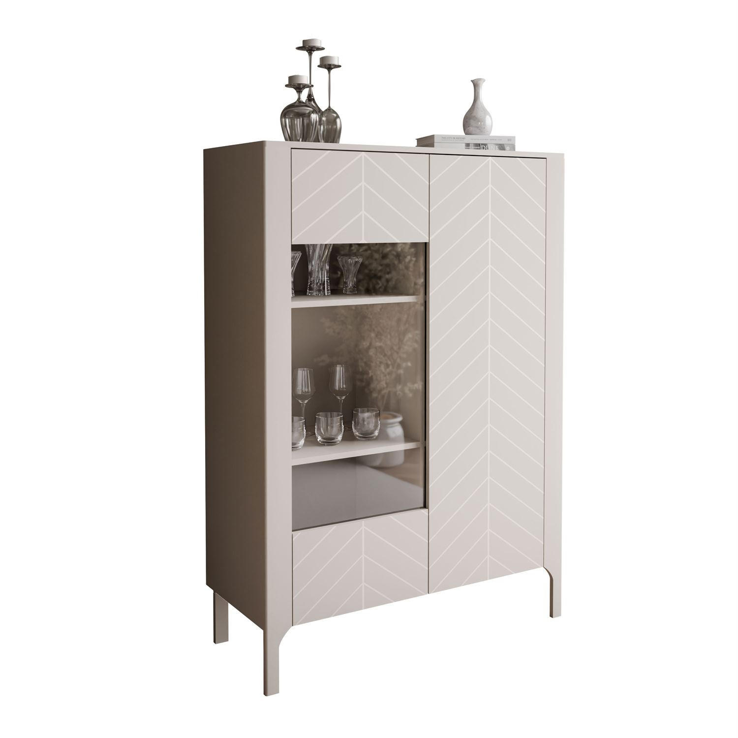 GLASVITRINE LUMI, Kaschmir - Kaschmir, Holzwerkstoff (103/130/41cm) - Lookway