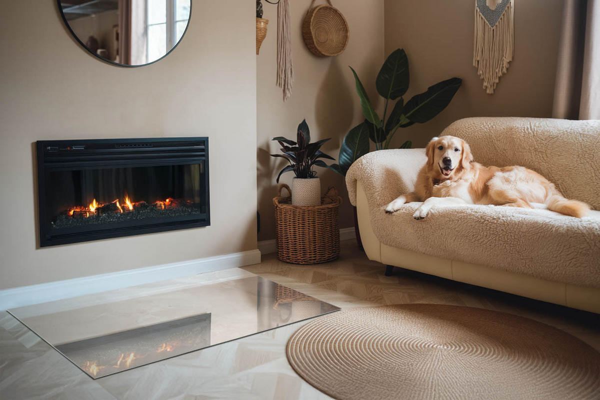 GLASPLATTE für Kamin 120x80 cm Creme - Creme, Glas (120/80/0.4cm) - ArtPrintCave