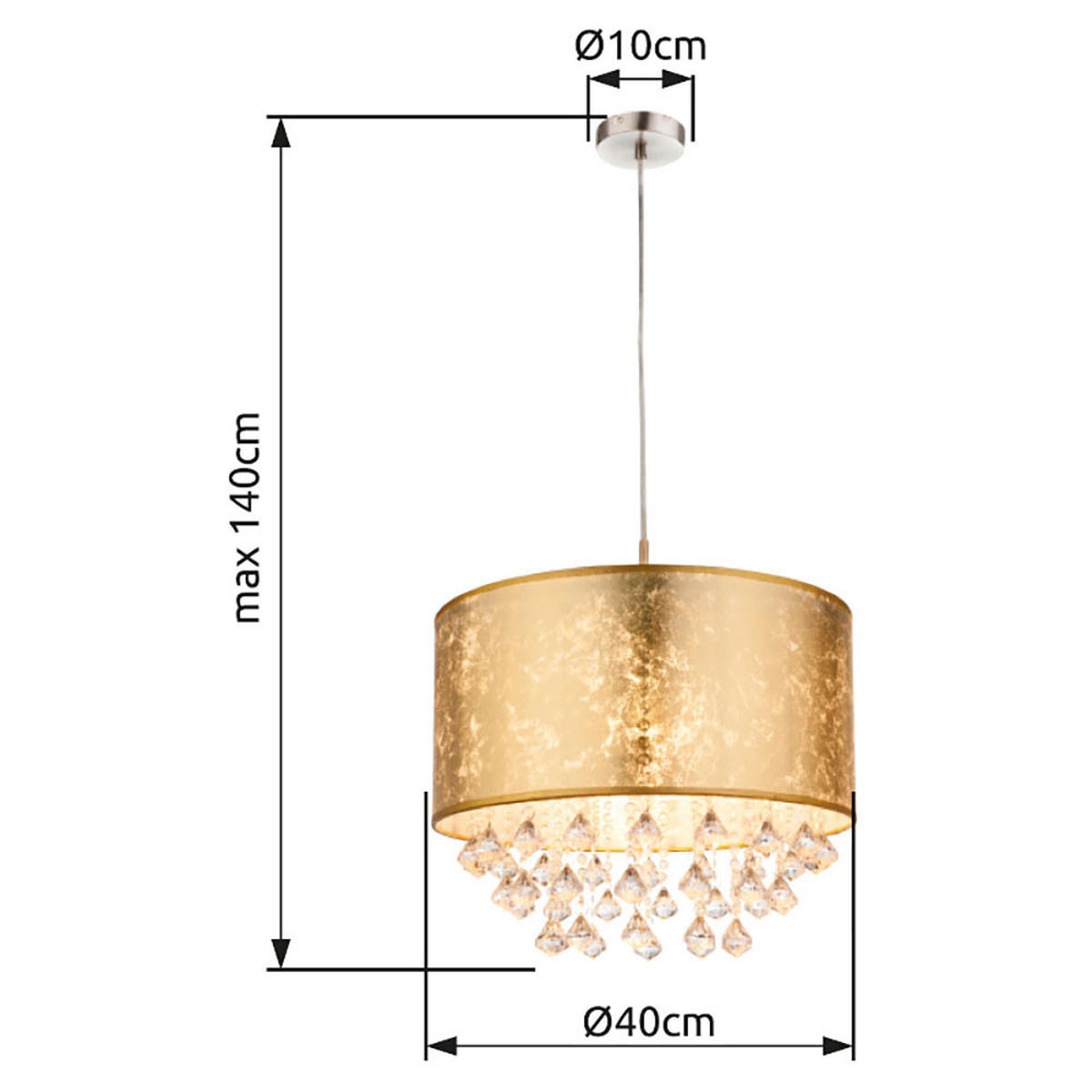 LED HÄNGELEUCHTE Amy Gold - Goldfarben, Metall (40/40/140cm) - Globo Lighting
