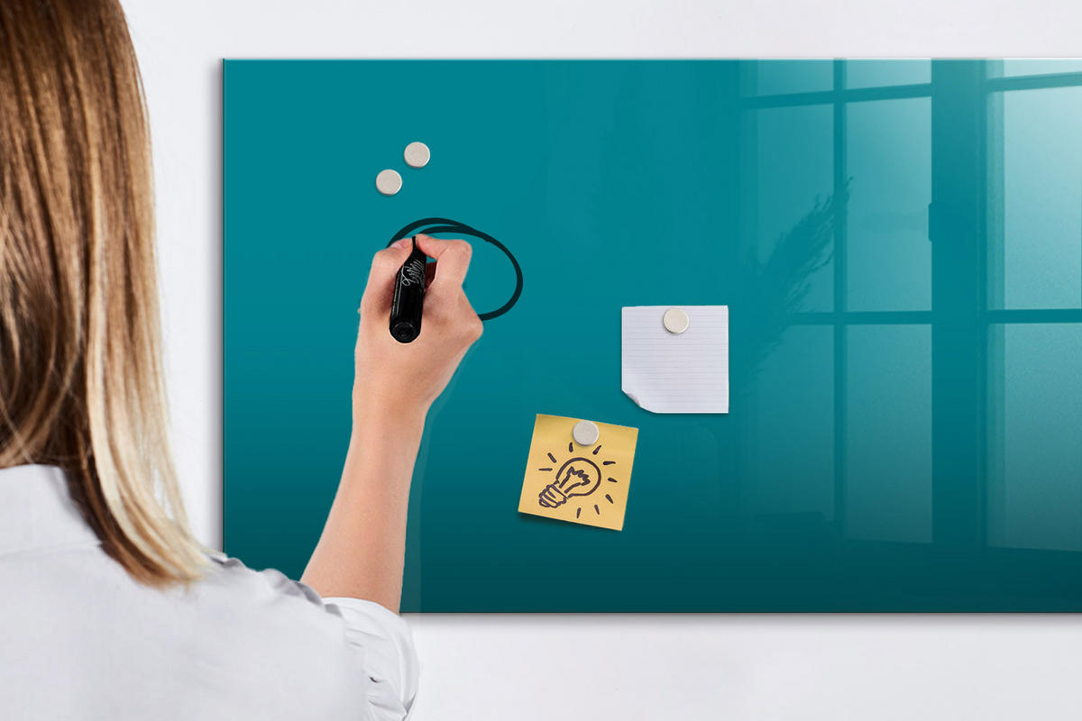 MAGNETTAFEL 120x60 Marineblau schwarzer Marker - Mintgrün, Glas (120/0.4/60cm) - TULUP