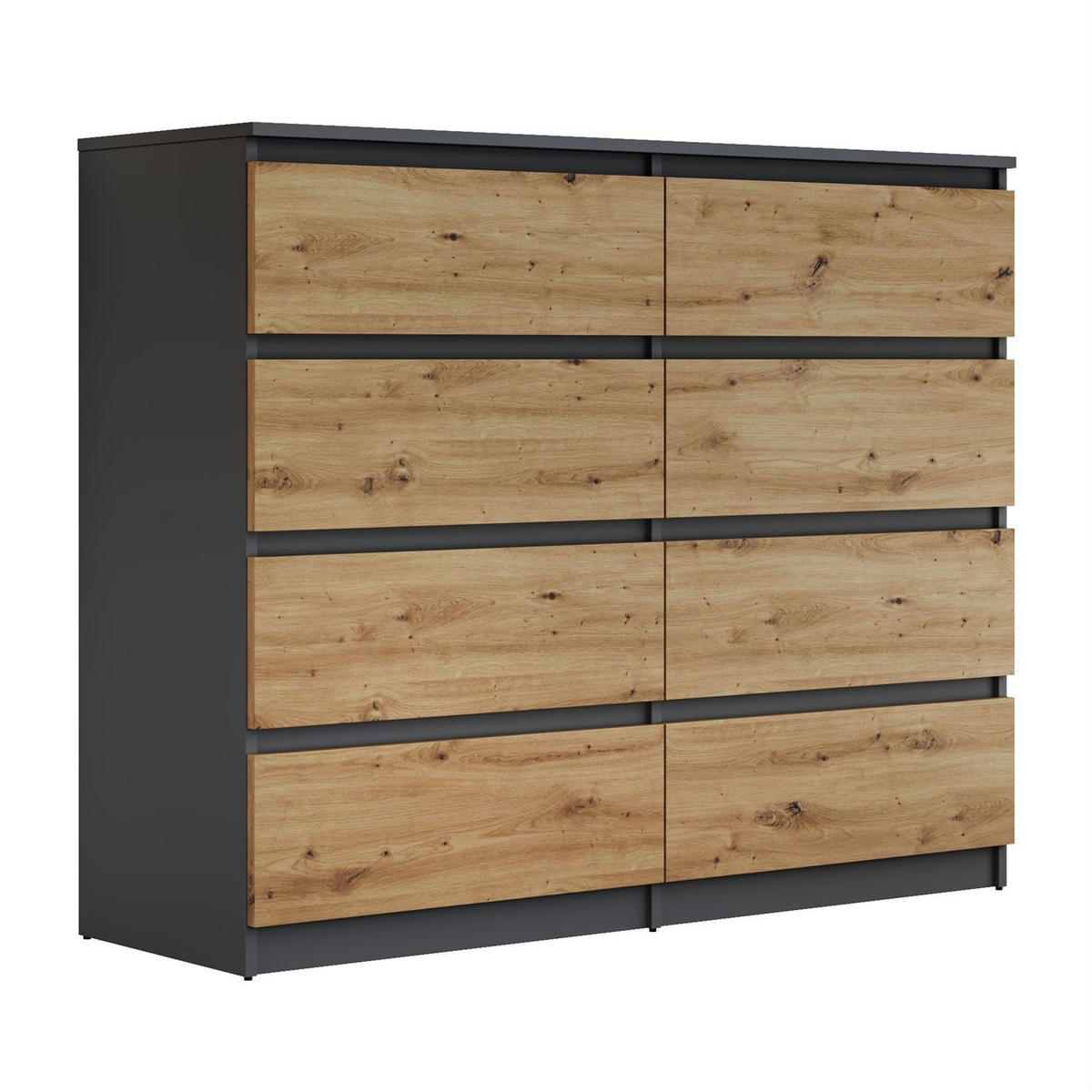 SIDEBOARD HANA M8 mit Schubladen Artisan Eiche / Anthrazit - Eiche Artisan, Holzwerkstoff (120/97/40cm) - Lookway