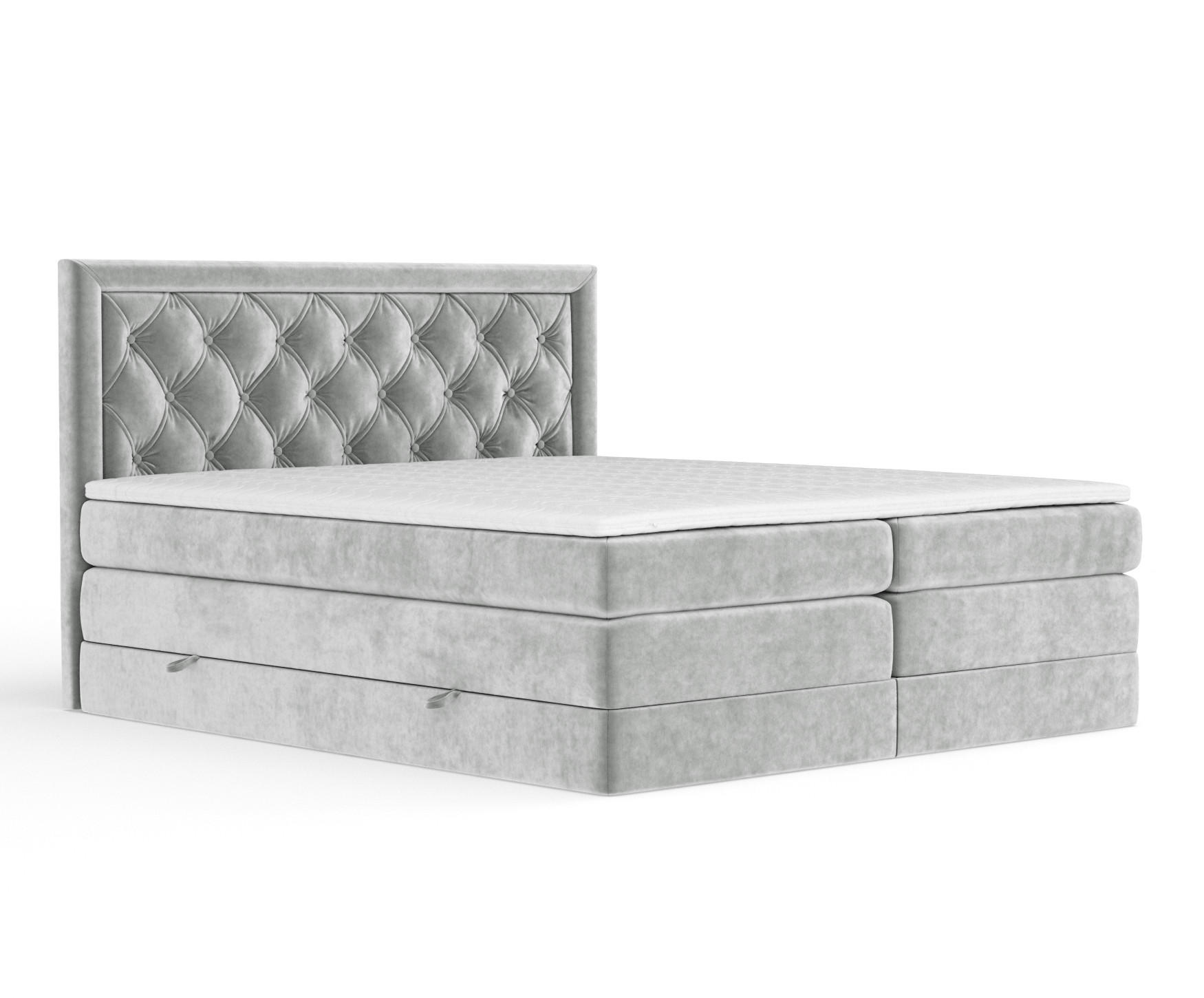 BOXSPRINGBETT Aurelia Hellgrau 180/200 cm - Hellgrau/Schwarz, Holz/Holzwerkstoff (180/200cm) - Maison de Reve