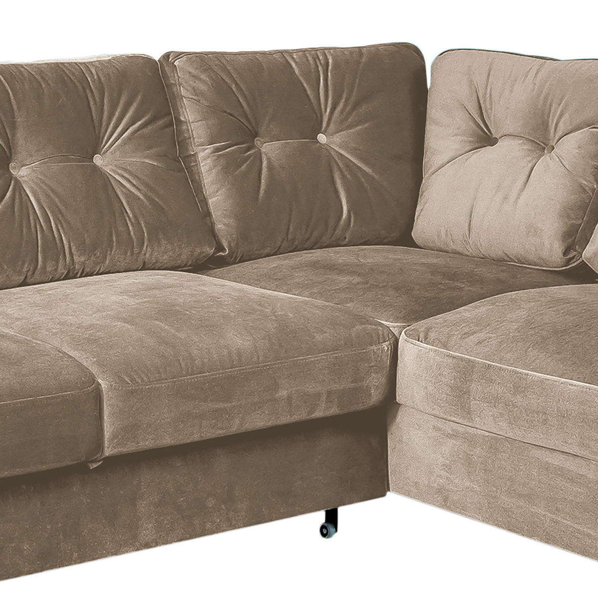 WOHNLANDSCHAFT mit Longchair - Schwarz/Cappuccino, Buchenholz/Textil (297/90/200cm) - home24