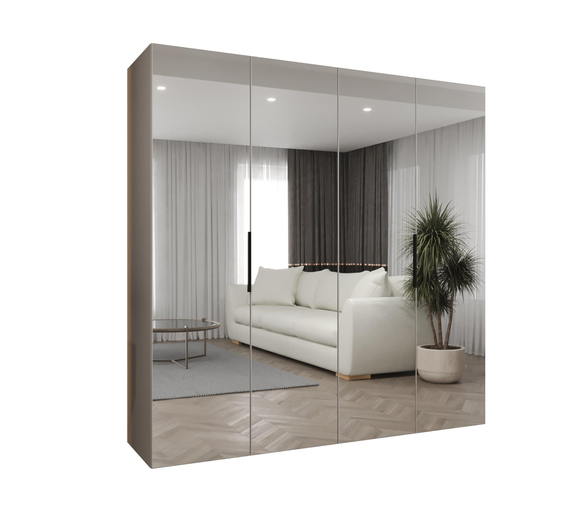 Möbel Kryspol Drehtürenschrank Kaschmir, Schwarz 200x202x52 cm