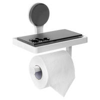 TOILETTENPAPIERHALTER mit Ablage Saugnapf Kunststoff Weiß - Weiß, Kunststoff (18/17.5/11.5cm) - Bathroom solutions