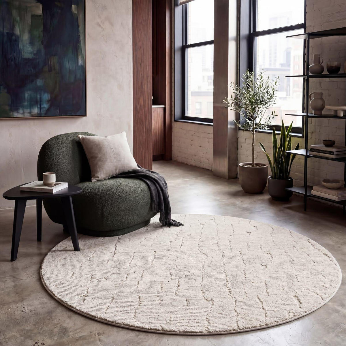 HOCHFLORTEPPICH 120/120 cm Tokio 475 - Creme, Kunststoff (120/120cm) - Paco Home