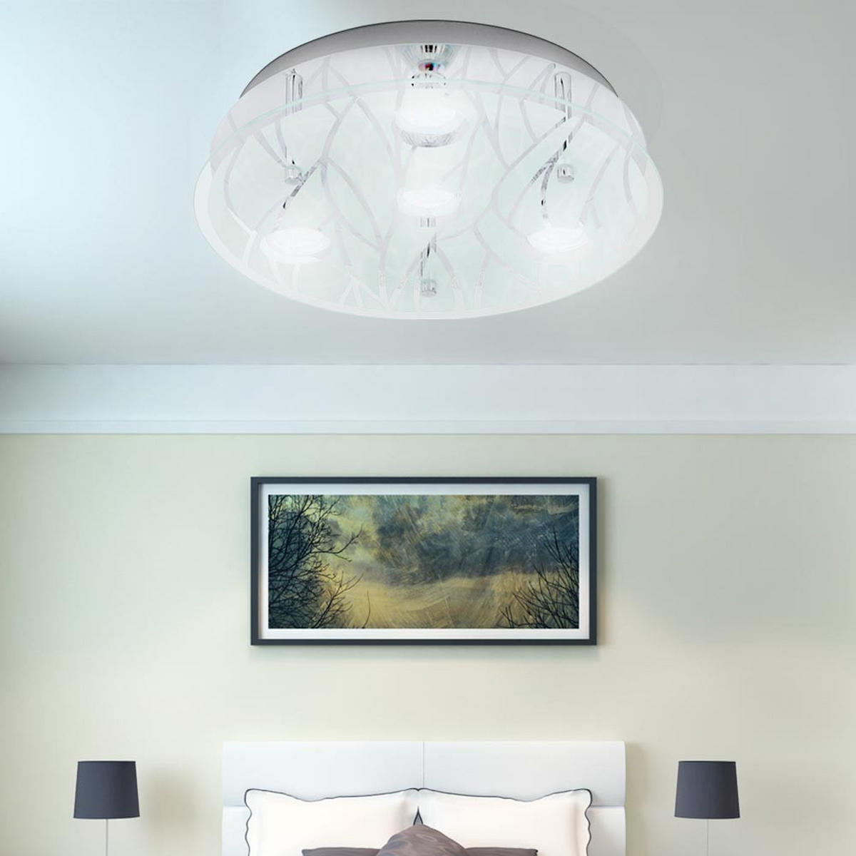 LED DECKENLEUCHTE Edelstahl Chrom Silber - Silberfarben, Glas (35/35/8.5cm)