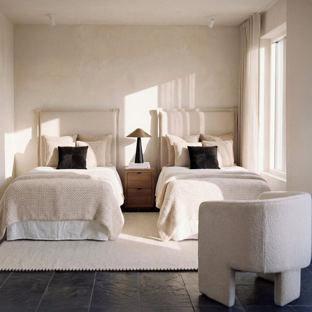 CABECERO INDIVIDUAL Louise Beige 107 cm x 120 cm - Beige, Textil (107/7cm) - Klast Home