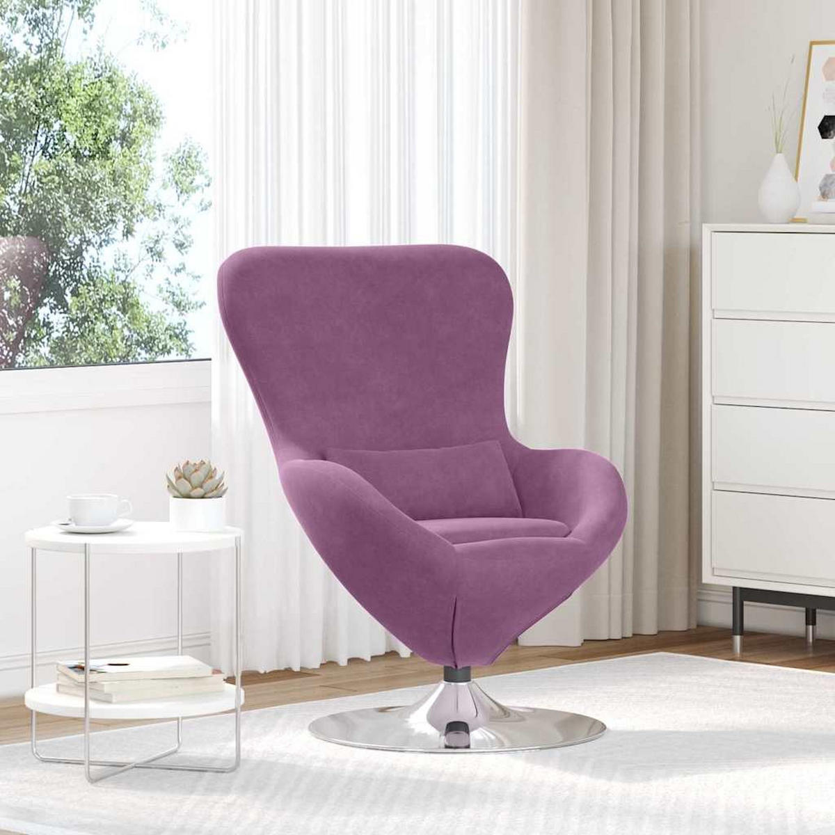 EIERSESSEL 63/73/90 cm Lila Samt - Lila, Textil (73/90/63cm) - vidaXL