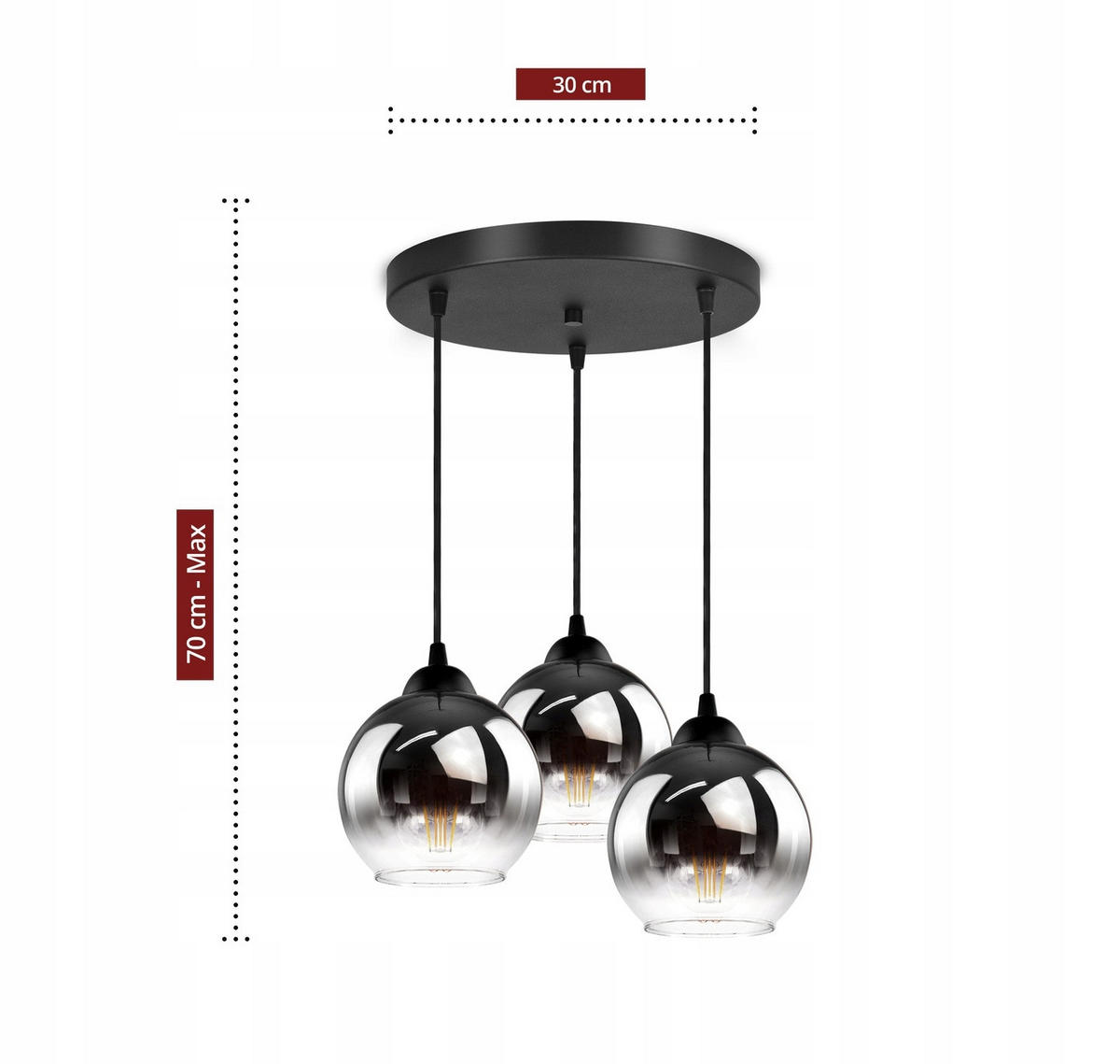 PENDELLEUCHTE MASUR - Transparent/Anthrazit, Glas/Metall (35/35/80cm) - kiki design