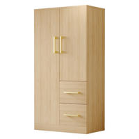 KLEIDERSCHRANK 70x40x135cm 2 Türen Schubladen Holz - Naturfarben, Holz (70/135/40cm) - FLIEKS
