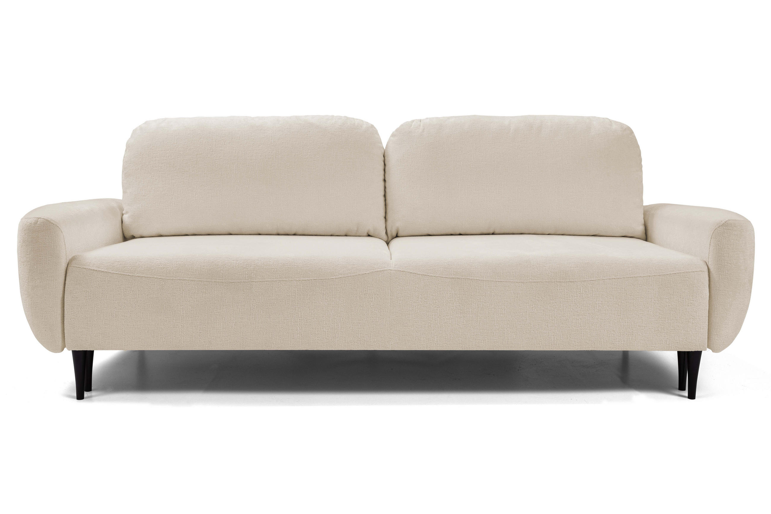 SOFA BOHO Mit Schlaffunktion Und Bettkasten, Wellenfederung, PUR-Schaum, Holzfüße, lose Rückenkissen, freistehend, 244x102x92 cm Beige - Beige, Holz/Textil (244/92/102cm) - DomoHome