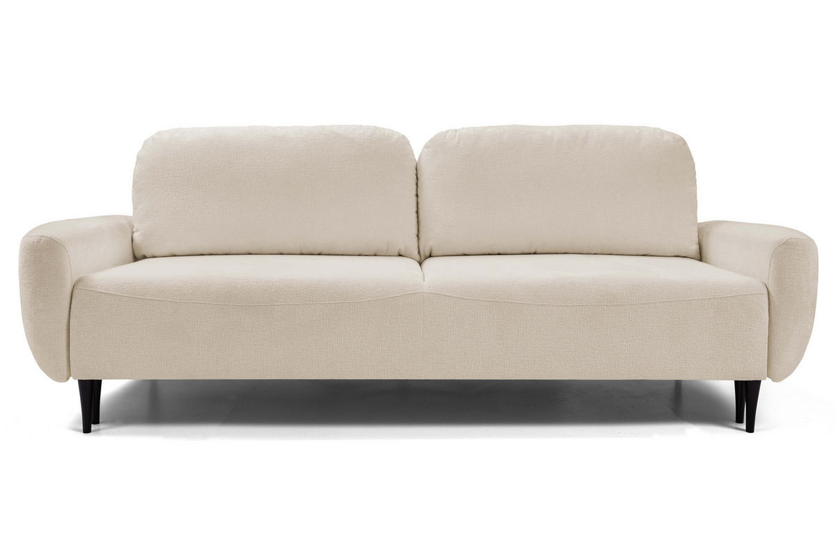 SOFA BOHO Mit Schlaffunktion Und Bettkasten, Wellenfederung, PUR-Schaum, Holzfüße, lose Rückenkissen, freistehend, 244x102x92 cm Beige - Beige, Holz/Textil (244/92/102cm) - DomoHome