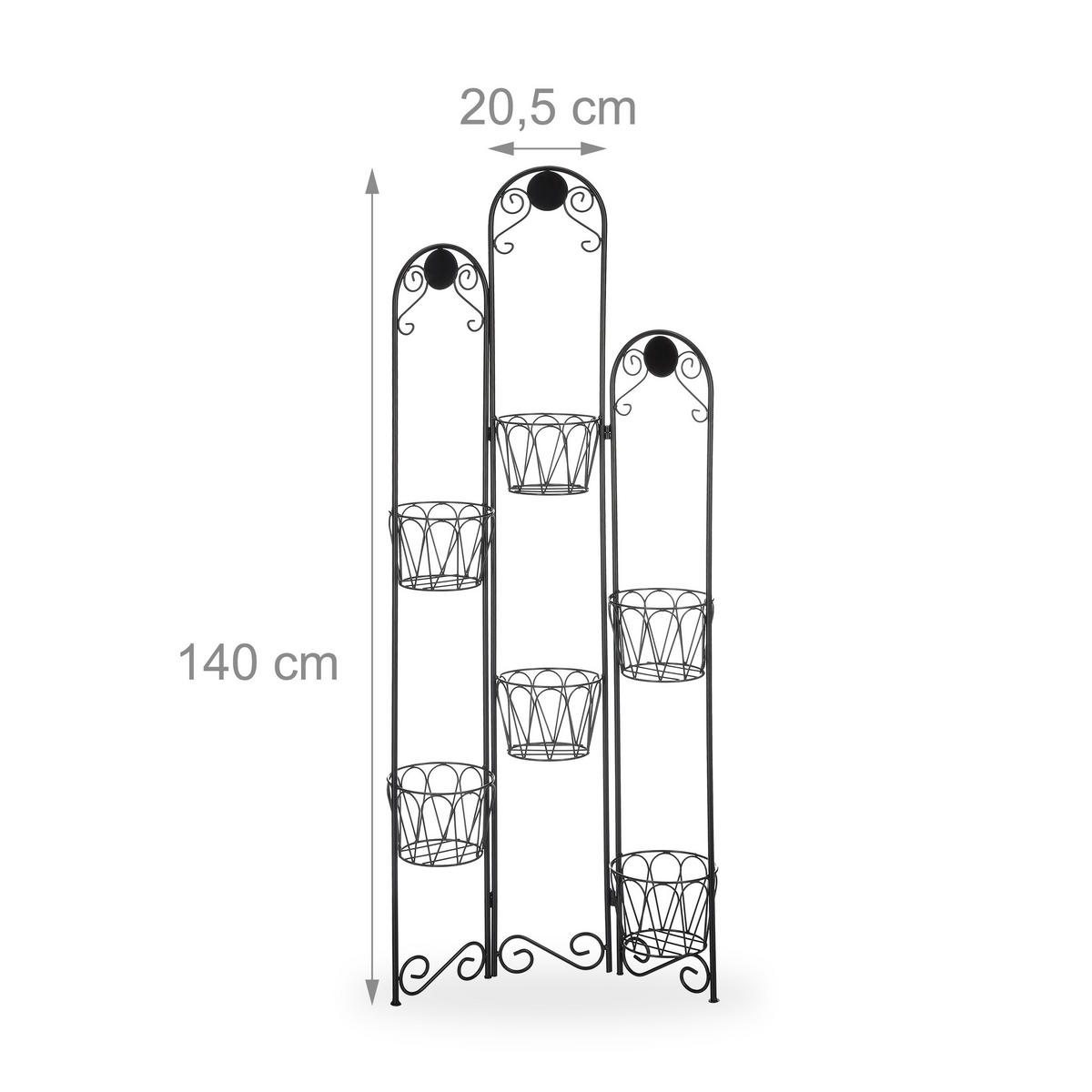 BLUMENSTÄNDER - Schwarz, Metall (62/140/17.5cm) - Relaxdays