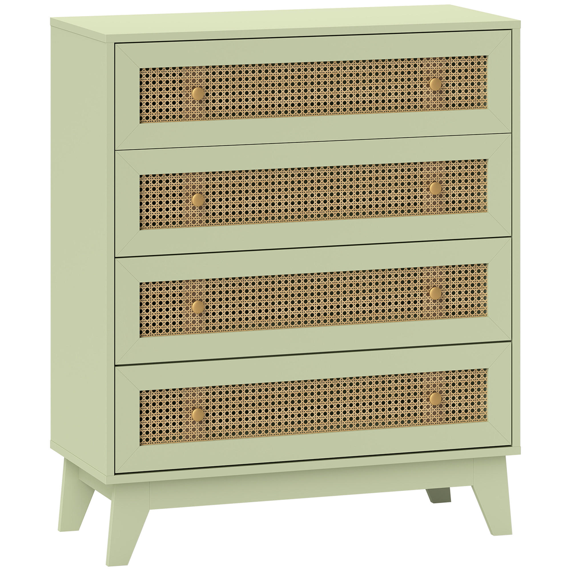 KOMMODE Grün und Naturfarben 80/35/95 cm - Grün, Holzwerkstoff (80/95/35cm) - PANGIVO
