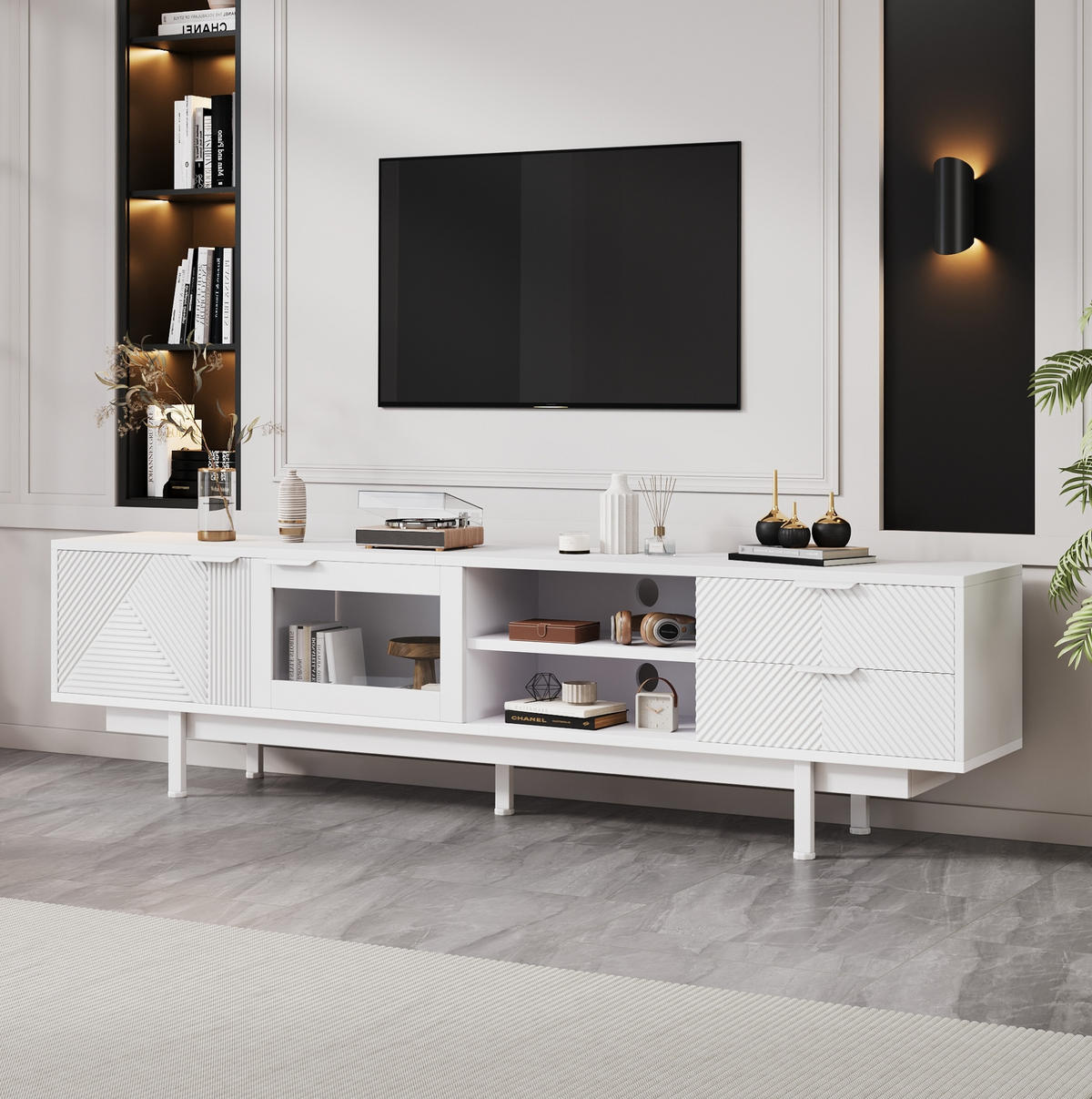 TV-ELEMENT mit 2 Türen und 2 Schubladen 200 x 40 x 50,5 cm Weiß - Weiß, Holzwerkstoff (40/50.5/200cm) - Beauniv