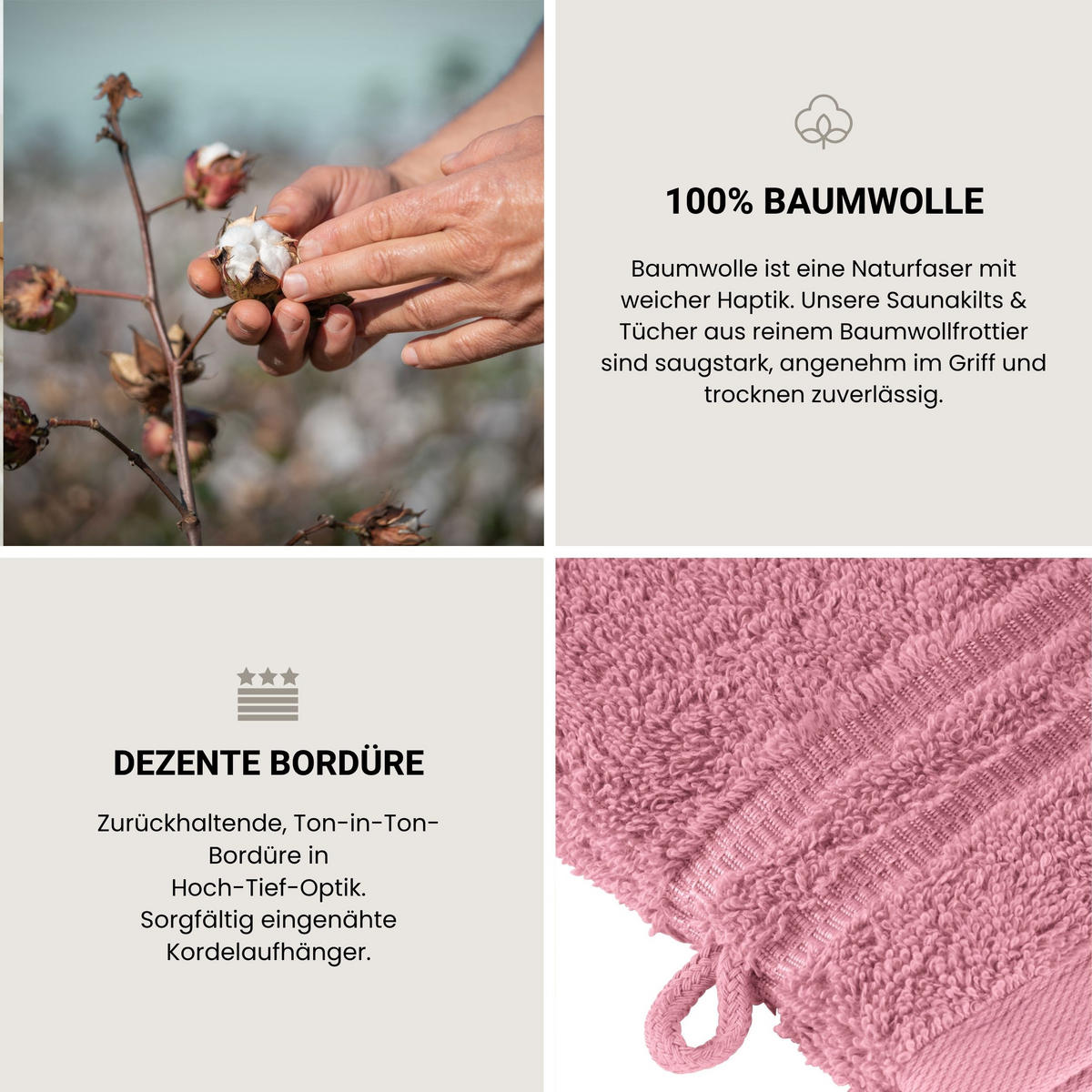 WASCHHANDSCHUHSET Milano - 5-teilig - 16x22 cm - Malve - Mauve, Textil (16/22cm) - SCHIESSER