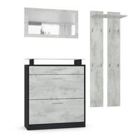 GARDEROBE Loret Front in Beton Oxid Optik - Hellgrau, Holzwerkstoff (180/200/23cm) - Vladon