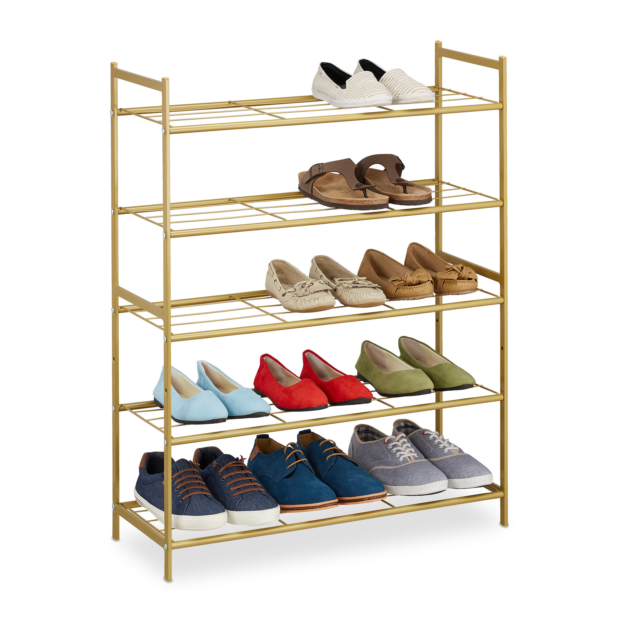 SCHUHREGAL - Goldfarben, Metall (70/90/26cm) - Relaxdays