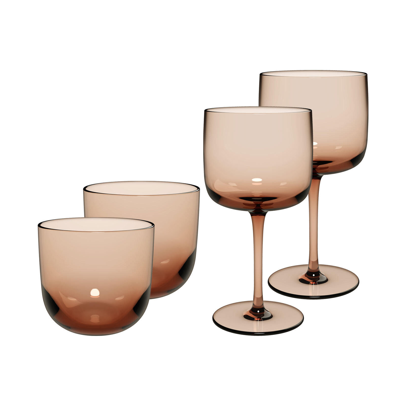 WEIN- UND WASSERGLÄSER Like Glass Clay 4er Set - Braun, Glas - like.Villeroy & Boch