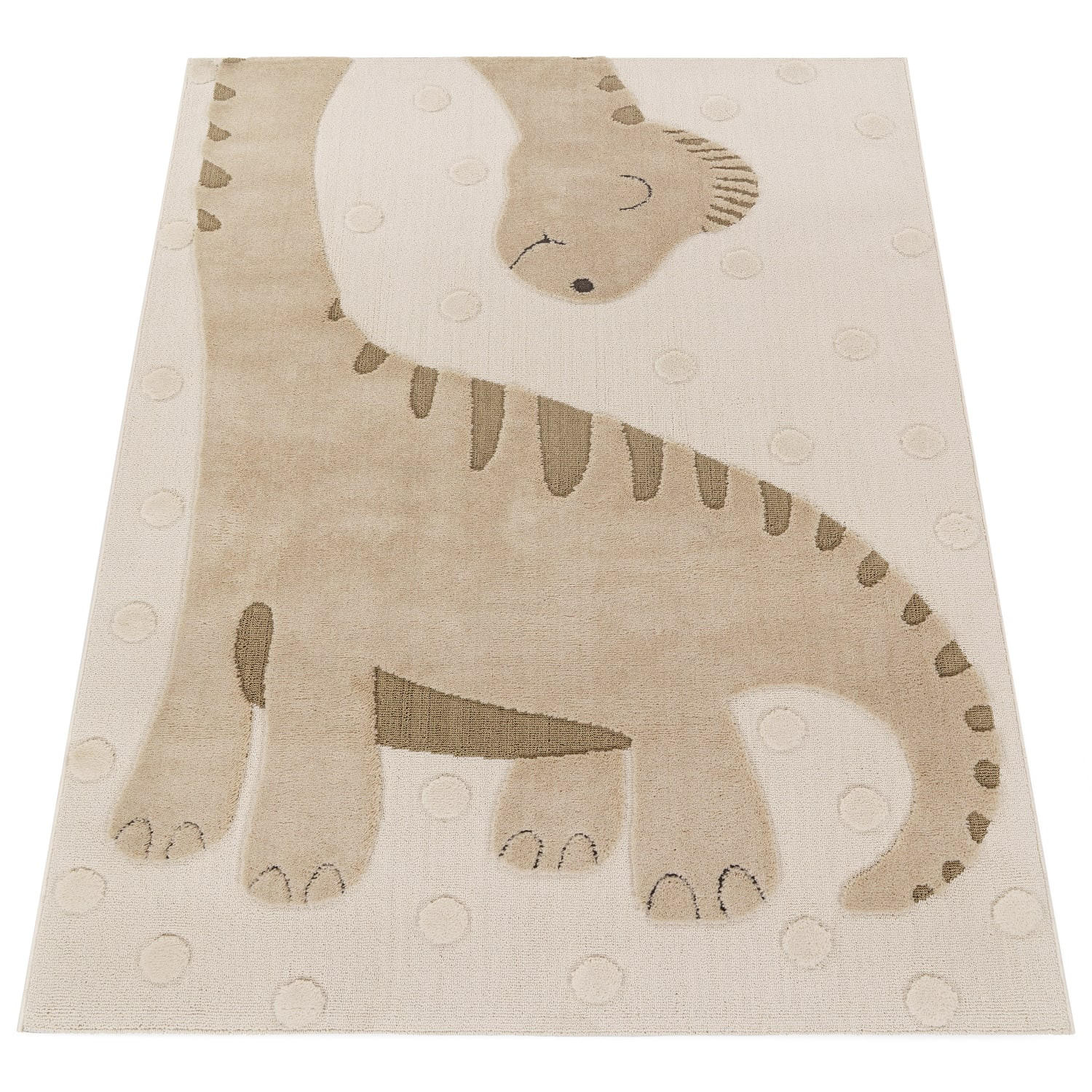 KINDERTEPPICH kleiner Dinosaurier Kinderzimmer schmutzabweisend Beige Läufer 80x150 - Beige, Textil (80/150cm) - KADIMA DESIGN