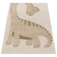 KINDERTEPPICH kleiner Dinosaurier Kinderzimmer schmutzabweisend Beige Läufer 80x150 - Beige, Textil (80/150cm) - KADIMA DESIGN