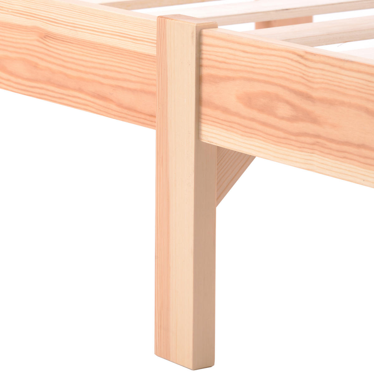 BETT 140/200 cm Natur aus Kiefer mit Kopfteil und Lattenrost - Naturfarben, Holz (140/200cm) - OKWISH