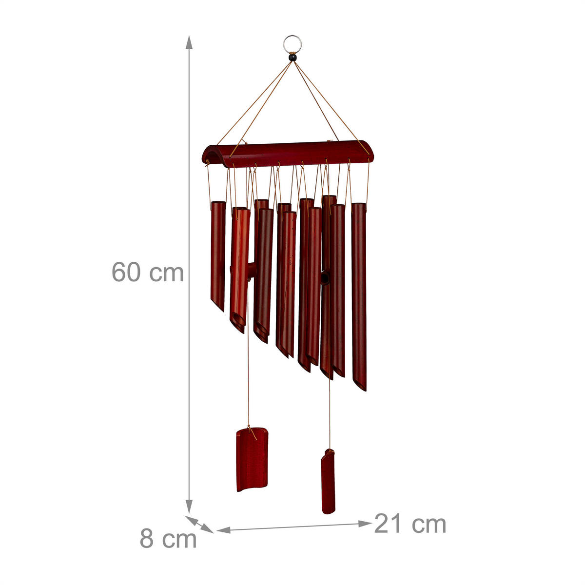 WINDSPIEL - Braun, Holz (8/21/60cm) - Relaxdays