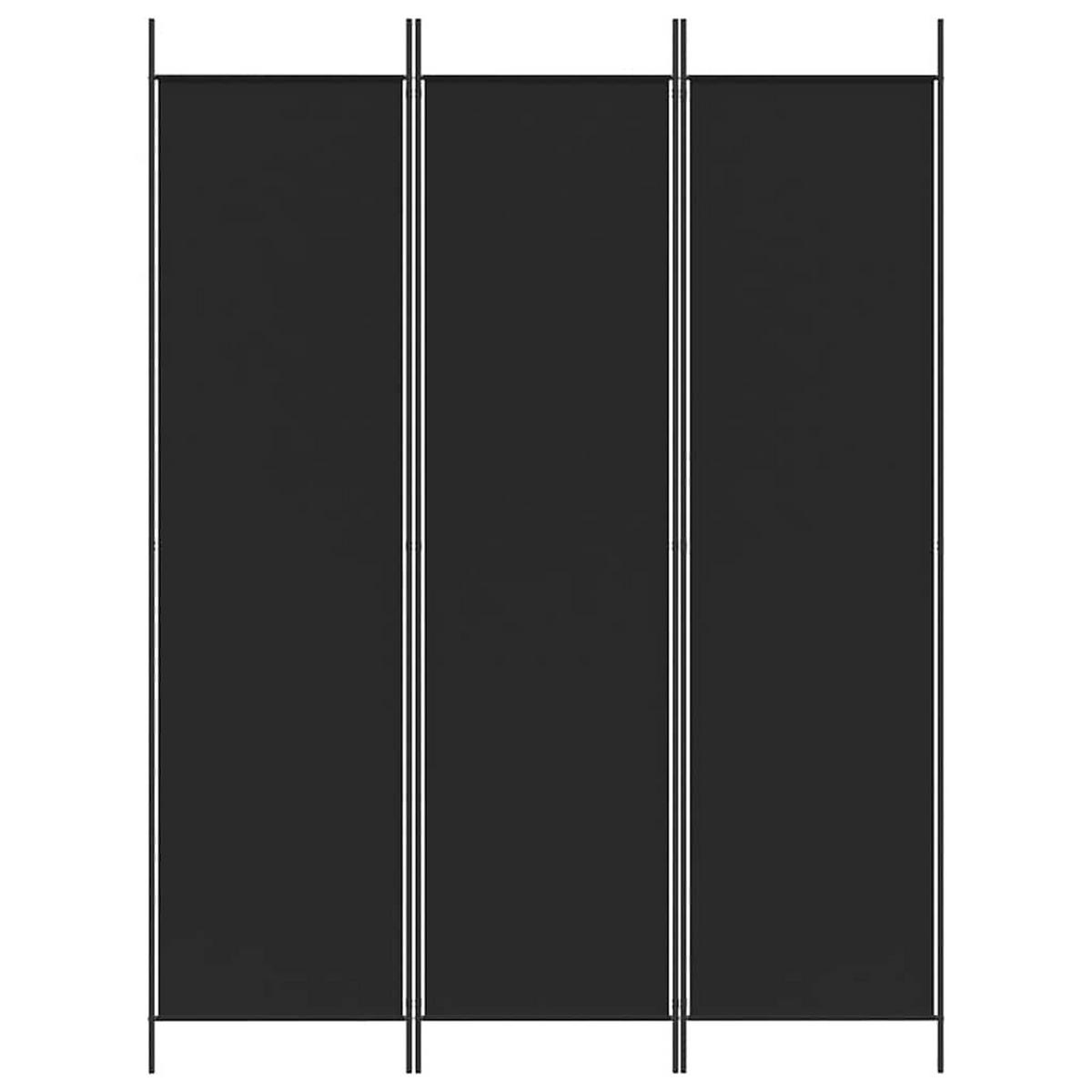 PARAVENT 3-teilig Schwarz 150/200 Cm Stoff - Schwarz, Textil (150/200/0.1cm) - vidaXL