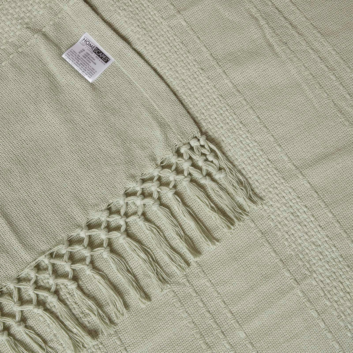 WOHNDECKE Kashi 150/200 cm, Baumwolle mit Fransen - Salbeigrün, Textil (150/200cm) - Homescapes