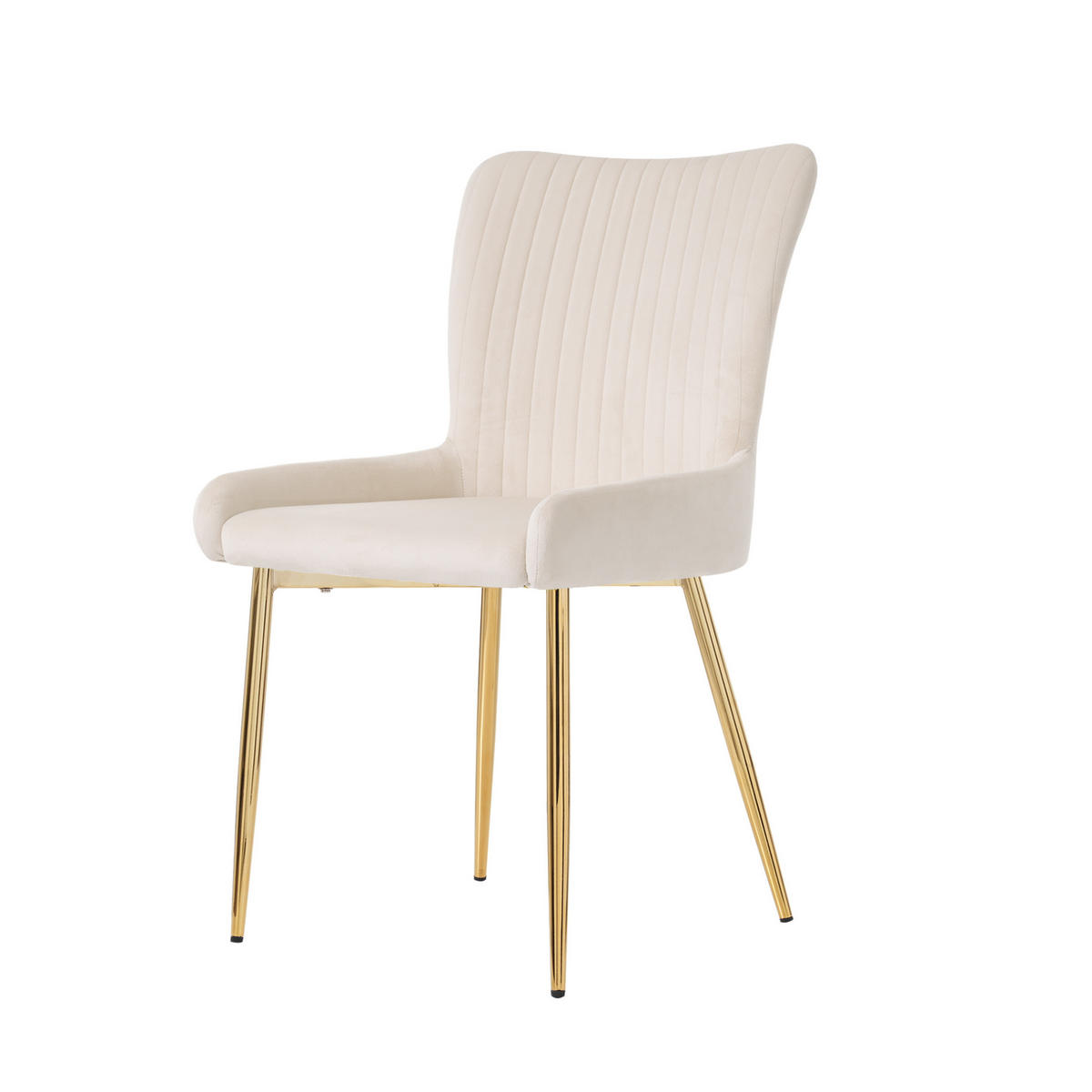 ESSZIMMERSTUHL 2er-Set Samt Beige mit goldfarbenen Metallbeinen - Beige, Metall (47/85/58cm) - Meubliv