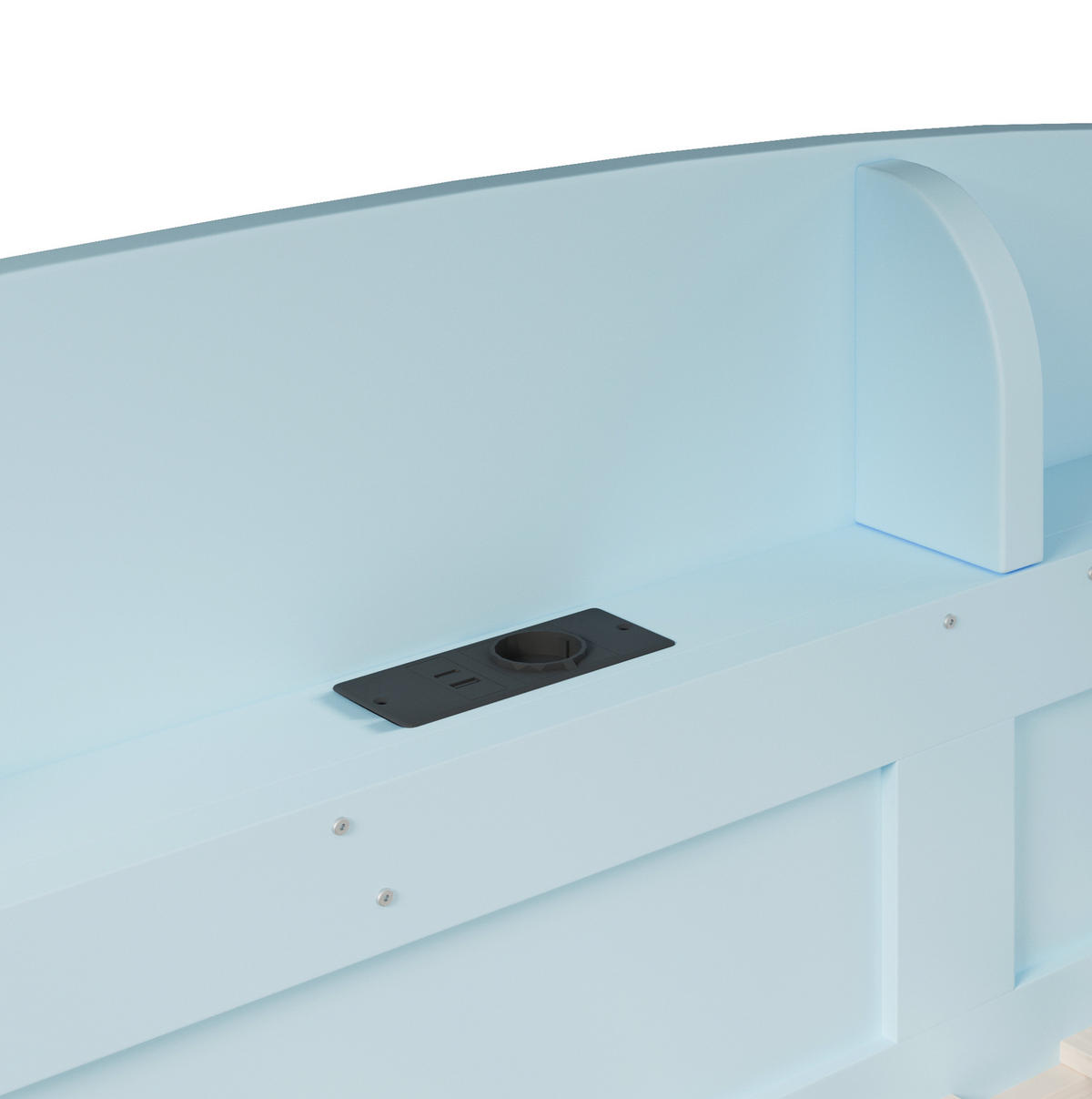 ETAGENBETT 90/200 cm in Hellblau mit USB-Steckdose und Ablagefächern - Blau, Holz (90/200cm) - Flora Grace