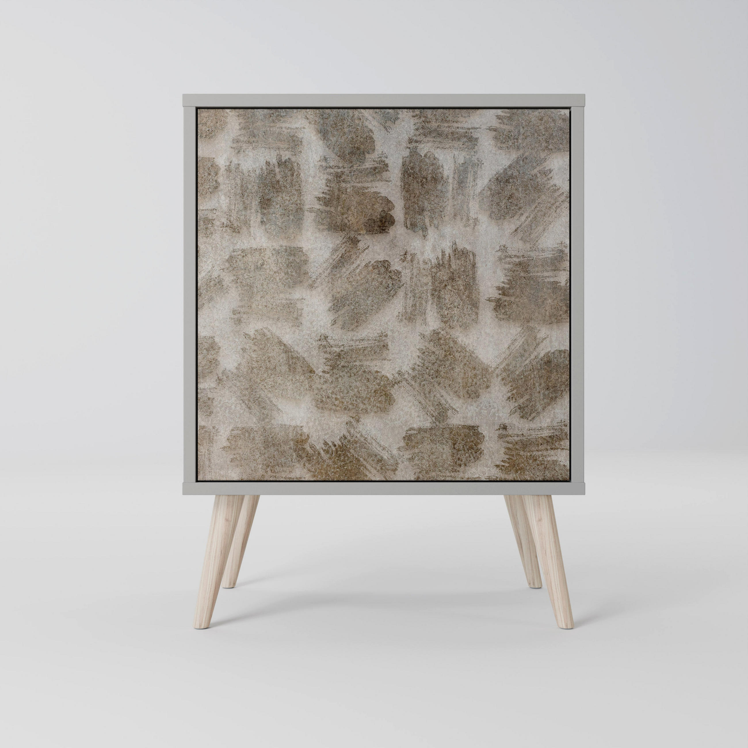 SIDEBOARD SLIGHTLY BLURRED, Grau, 57,5x42x77,5 cm, Schräge Buchenholzfüße - Buchefarben/Multicolor, Holzwerkstoff/Buchenholz (57.5/77.5/42cm) - SpaceRebels