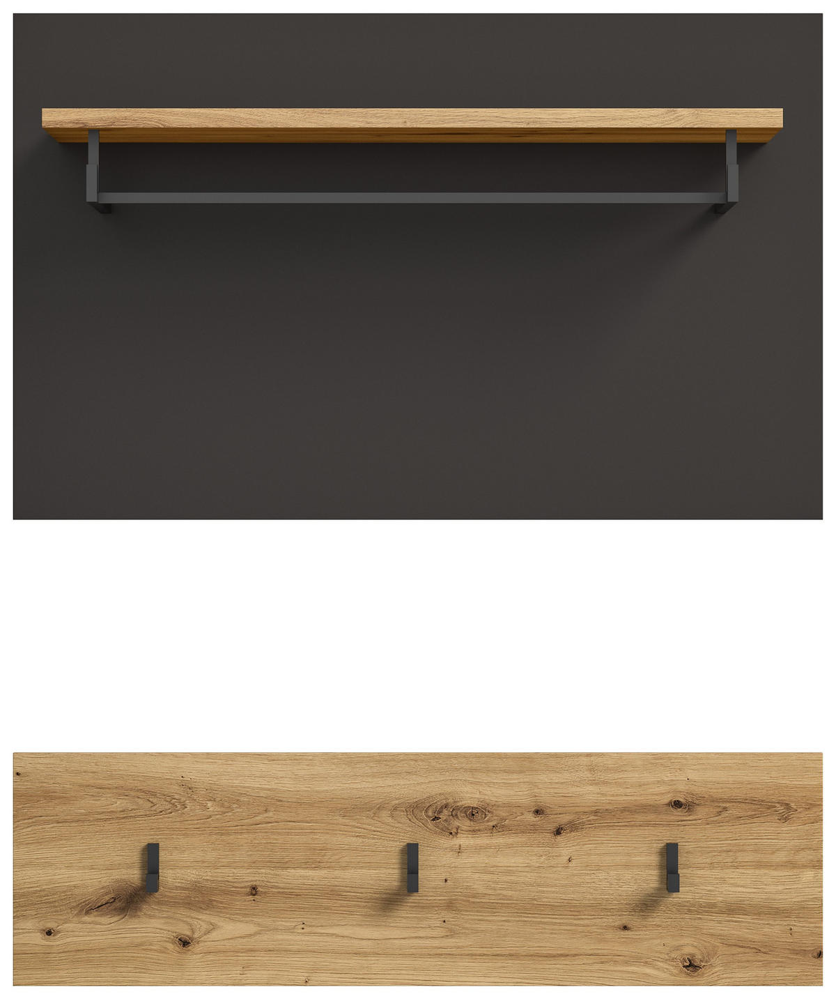 GARDEROBENPANEEL Canu Garderobe in Basalt grau Nb. und Artisan Nb. B/H/T: 80x73x27 cm - Dunkelgrau, Holzwerkstoff (80/73/27cm)