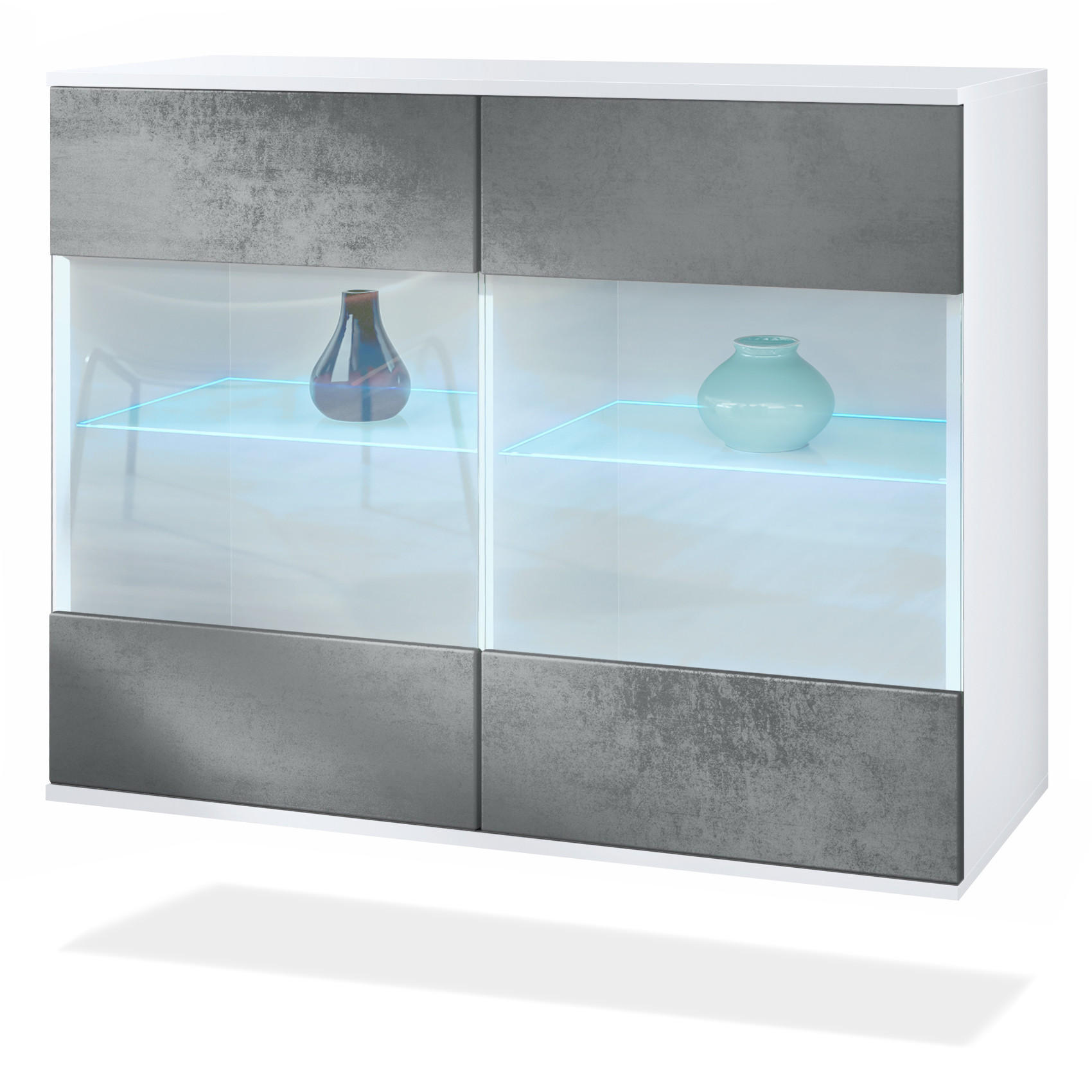 Vladon KOMMODE Dunkelgrau 93cm × 35cm × 74cm