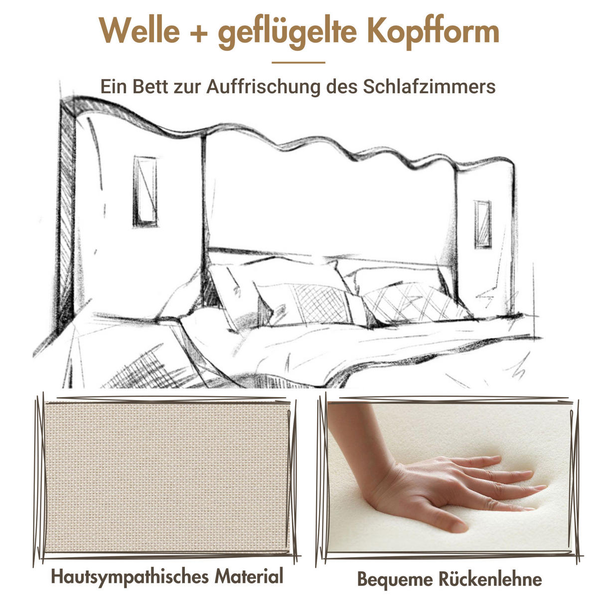 POLSTERBETT 160/200 cm Beige mit Stauraum, Leselicht und USB- sowie Type-C-Anschlüssen - Beige, Textil (160/200cm) - Flora Grace