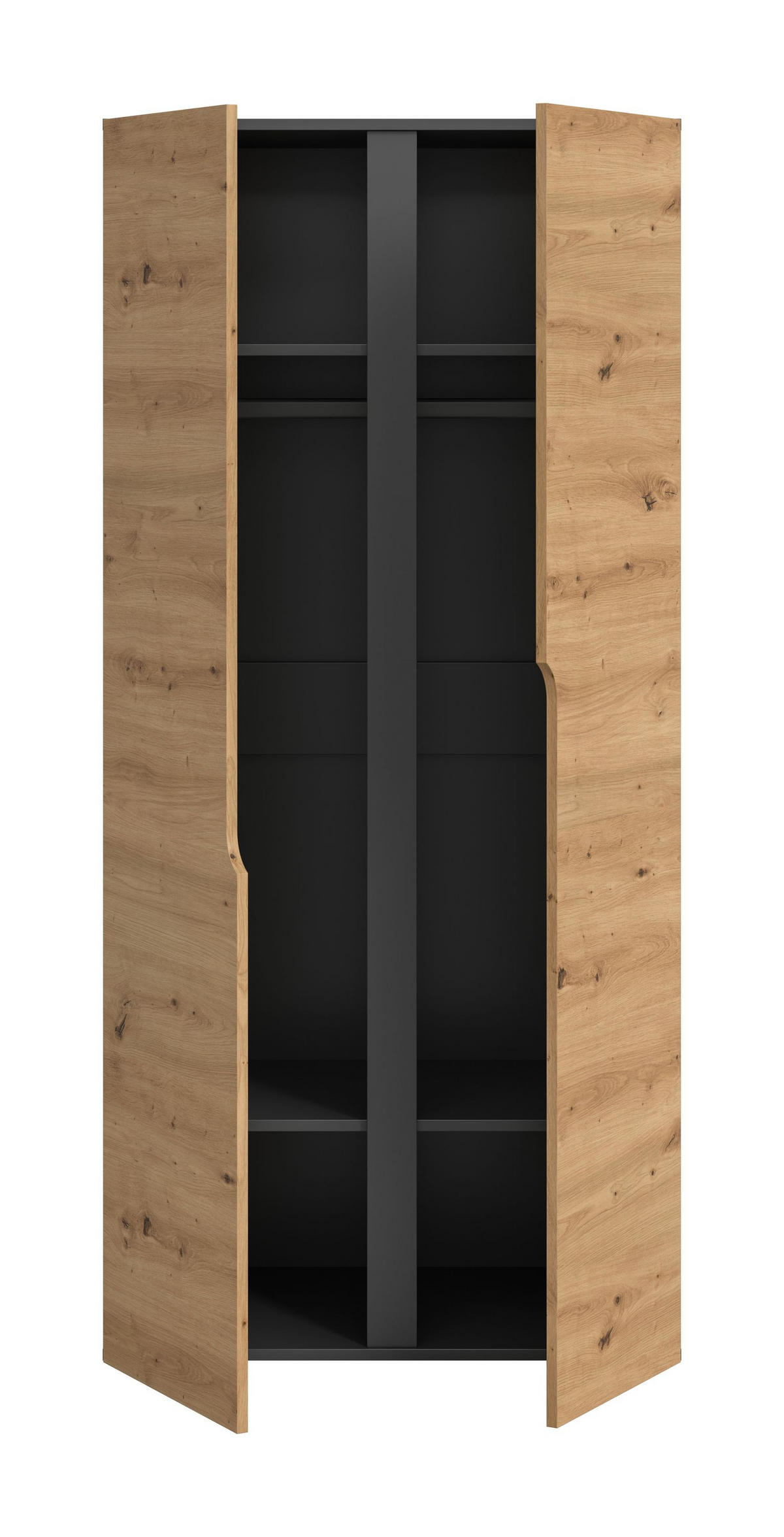 KLEIDERSCHRANK 2-türig ANGA (B/H/T: ca. 80/180/51 cm) in anthrazit/Artisan Eiche Nachbildung - Anthrazit, Holzwerkstoff (80/180/51cm)