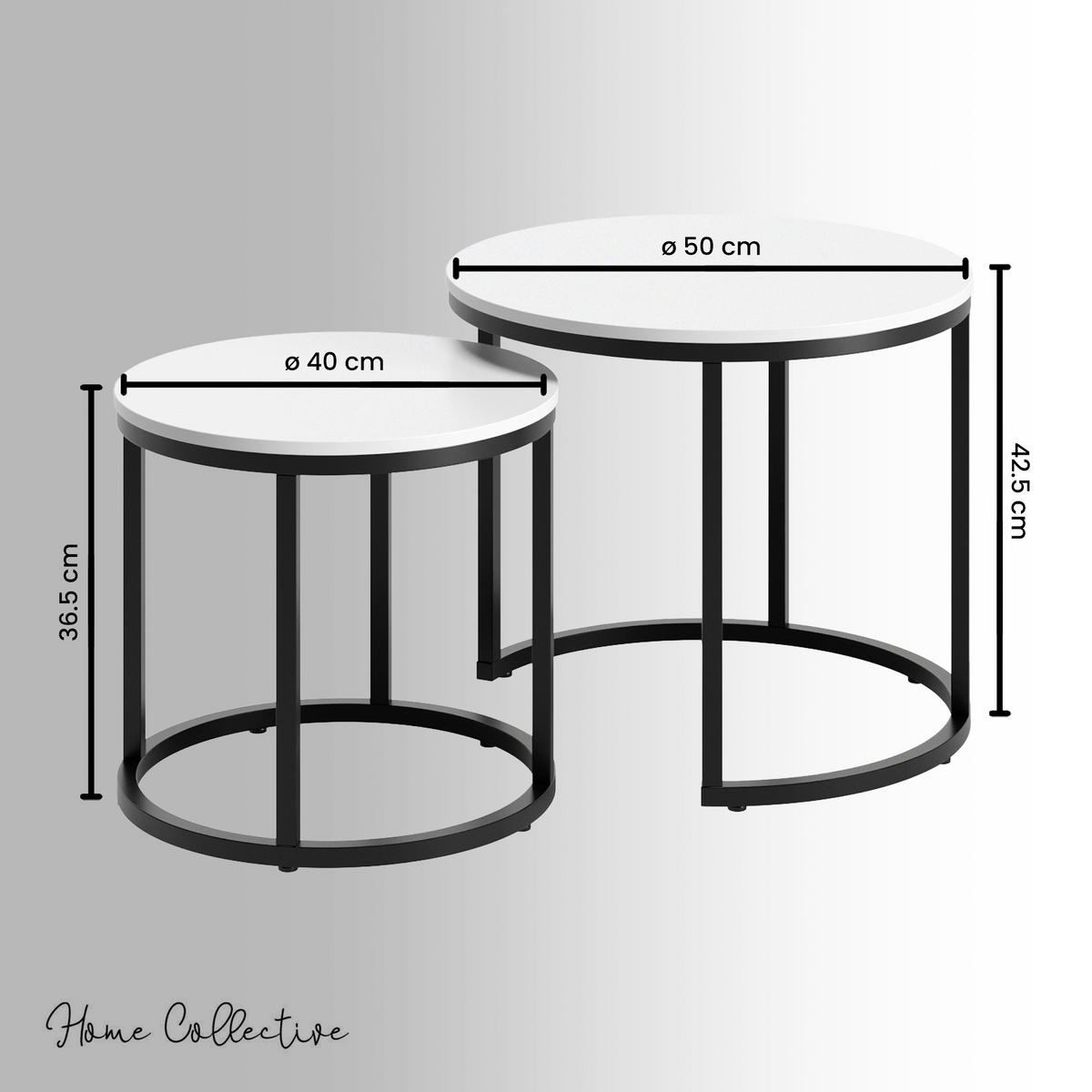 KONFERENČNÝ STOLÍK 2-dielna súprava, okrúhly, biely - biela, kompozitné drevo (50/50/42.5cm) - Home Collective