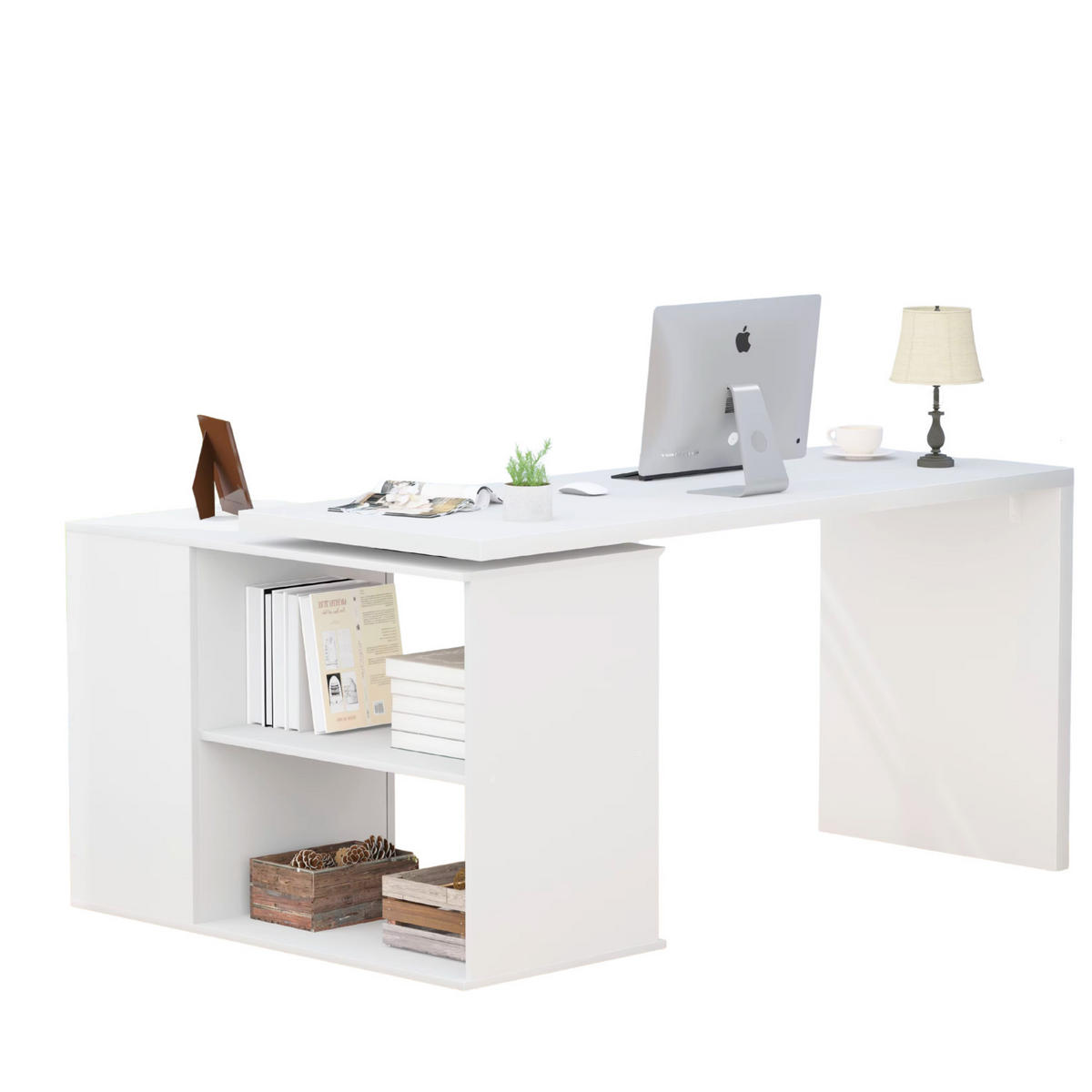 SCHREIBTISCH mit Schubladen flexibel 140 x 50 x 76 cm - Weiß, Holzwerkstoff/Metall (50/140/76cm) - Quality Elegance