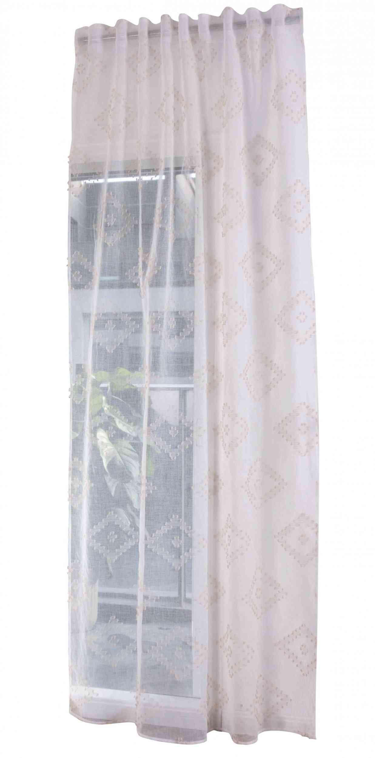 GARDINE VALENCIA HxB 245x145 cm Natur Taupe Chevron - Weiß, Textil (145/245cm) - Gardinenbox