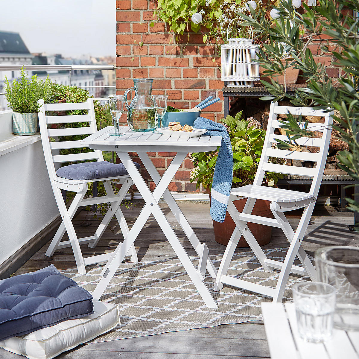 GARTENSTUHL (2er Set) Lodge - Weiß, Holz (36/86/50cm) - BUTLERS