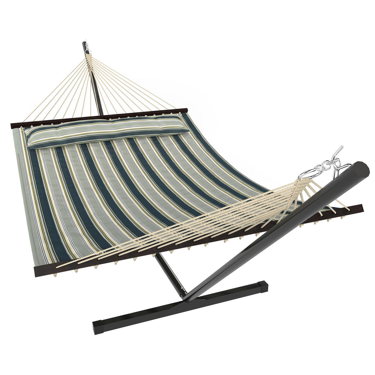 HÄNGEMATTE mit Gestell DE-13691 mit abnehmbarem Kissen Grün - Grün, Metall (94/115/353cm) - ComfortXL