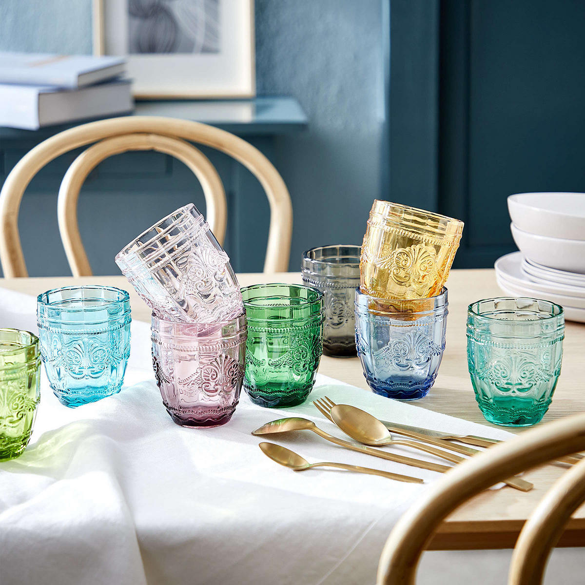 TRINKGLAS (6er Set) Victorian - Türkis, Glas (0.25L) - BUTLERS