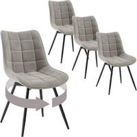 ESSZIMMERSTUHL 4er Set, aus Samt, Hellgrau - Hellgrau/Schwarz, Textil/Metall (46/83.5/60.5cm) - Woltu