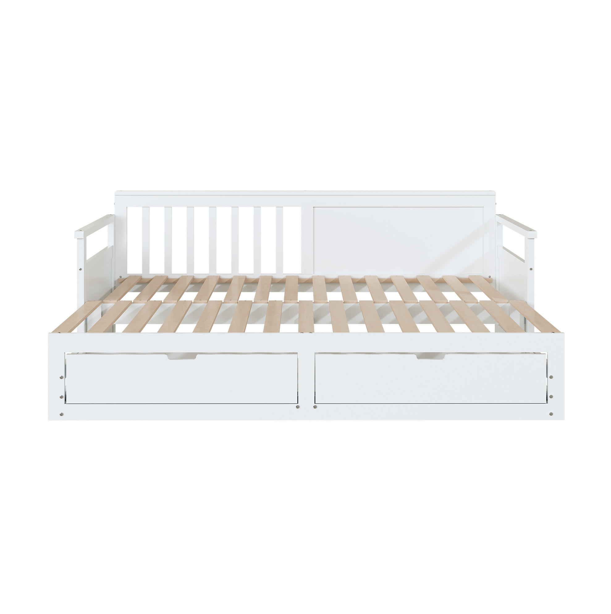TAGESBETT 90/180/190 cm Weiß mit Schubladen und Ausziehbett - Weiß, Holz (180/190cm) - OKWISH