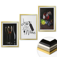 WANDBILDER 3er Set - 40x60 cm Goldrahmen - Weingläser mit Trauben und Inschrift - Goldfarben, Kunststoff (40/60cm) - ArtPrintCave