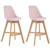 BARHOCKER 2er Set Samt pink - Pink/Eukalyptusholzfarben, Holz/Textil (48/112/56cm) - CLP