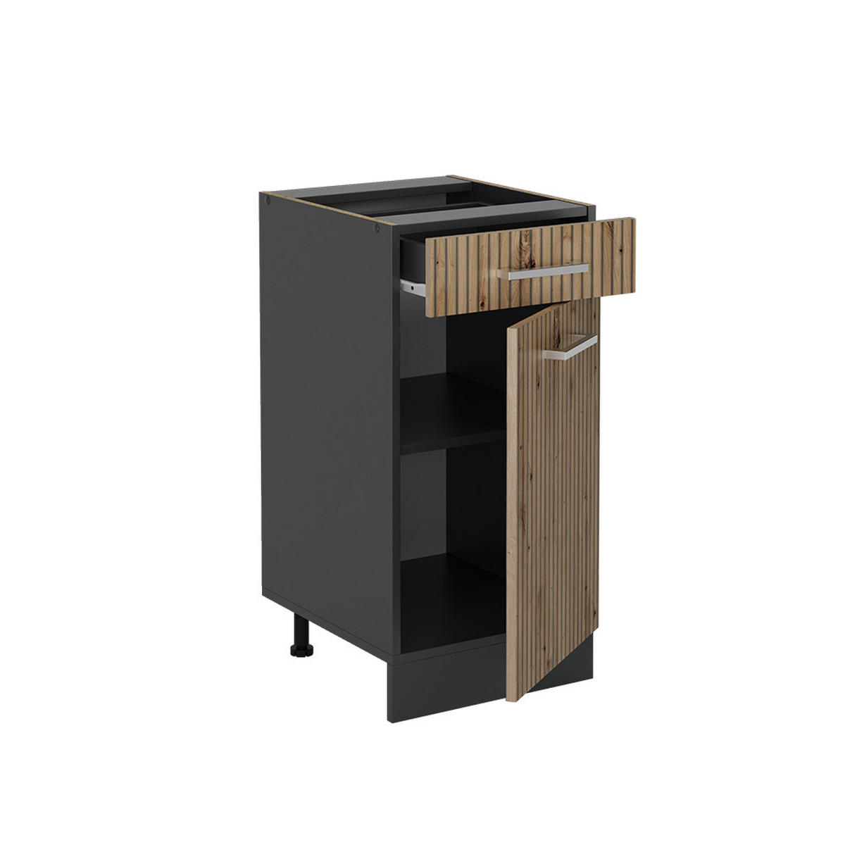 KÜCHENUNTERSCHRANK R-Line Artisan-Eiche 40 cm, AP Anthrazit - Anthrazit/Eiche Artisan, Holzwerkstoff (40/81.6/60cm) - Vicco